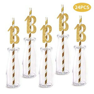 13΂̒a̎Xg[̑A24pbÑAS[hOb^[JbgAEgԍnbs[13Np[eB[Xg[ MAGJUCHE 13th Birthday Paper Straw Decor, 24-Pack Real Gold Glitter Cut-Out Numbers Happy 13 Years Party Decorative Str