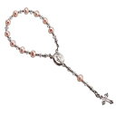 ピンクのスターリングシルバー洗礼ベビーロザリオ Precious Pieces Sterling Silver Baptism Baby Rosary in Pink