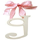 ピンクの水玉リボン、クリームが入った新着木製文字G New Arrivals Wooden Letter G with Pink Polka Dot Ribbon, Cream