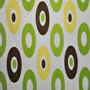 バカティベビーベッドスカート、Modストライプグリーン/イエロー/チョコレート Bacati Crib Skirt, Mod Stripes Green/Yellow/Chocolate