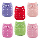 ALVABABY xr[zނ 6 pbN 12 CT[gt ߉\Őčėp\ȃ|Pbgނ ̐Ԃp 6BM88 ALVABABY Baby Cloth Diapers 6 Pack with 12 Inserts Adjustable Washable and Reusable Pocket Diapers for Baby Girls