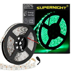 SUPERNIGHT (TM) 16.4FT 5M SMD 5050 防水 300LED グリーン LED フラッシュ ストリップ ライト、LED フレキシブル リボン照明ストリップ、12V 60W SUPERNIGHT (TM) 16.4FT 5M SMD 5050 Waterproof 300LEDs Green LED Flash Strip Light,LED