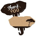 Big Dot of Happiness Wild Safari - Shaped Thank You Cards - African Jungle Adventure Birthday Party or Baby Shower Thank You Note Cards with Envelopes - Set of 12