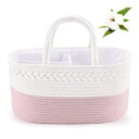 Baby Diaper Caddy Organizer, ABenkle 100% Cotton Rope Diaper Storage Basket, Portable Baby Caddy Basket for Girl’s Nursery Diaper Organizer for Changing Table - Newborn Must-Haves Gift Basket（Pink）…