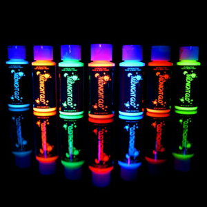 UVネオンフェイス＆ボディペイントグローキット（各7ボトル2オンス）トップクラスのブラックライト反応性蛍光ペイント-安全、肌を洗い流し、無毒、真夜中のグロ UV Neon Face & Body Paint Glow Kit (7 Bottles 2 oz. Each) Top Rated Blacklight Reacti