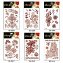 アデコLLCヘナタトゥー、6枚ヘナステッカー、女性用防水レッドヘナタトゥーステッカー Adecco LLC Henna Tattoo, 6 Sheets Henna Stickers, Waterproof Red Henna Tattoo Stickers for Women