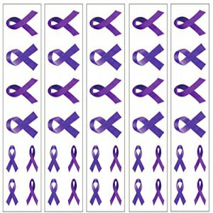 40ѡץܥΰŪϡ¡ΰռ PremiumTT temporary tattoos 40 Purple Ribbon Temporary Tattoos: Pancreatic Cancer Awareness Tattoo