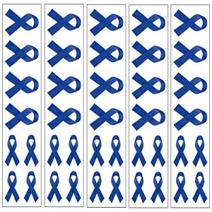 40ダークブルーリボンの一時的な入れ墨：結腸癌認識の入れ墨 PremiumTT temporary tattoos 40 Dark Blue Ribbon Temporary Tattoos: Colon Cancer Awareness Tattoo