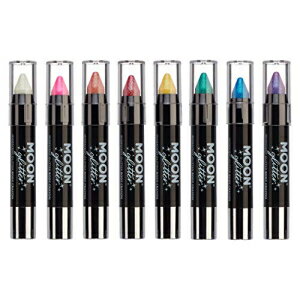 ࡼ󥰥åˤեܥǥѤΥåڥȥƥå/ܥǥᥤ-0.12-8ĥå Iridescent Glitter Paint Stick/Body Crayon makeup for the Face & Body by Moon Glitter - 0.12oz - Set of 8