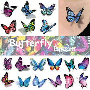 Ooopsi ĳΥȥ Ҷ ǥ - 110 3D ȥ եʥܥǥ Ūʥȥ ĳΥѡƥǰ Ooopsi Butterfly Tattoos for Kids Womens - 110 Pcs 3D Tattoos, Colorful Body Ar...