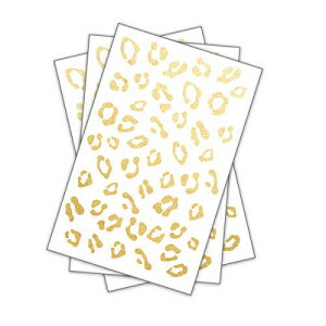 FashionTatsゴールドチータープリントテンポラリータトゥー（3パック） スキンセーフ アメリカ製 取り外し可能 FashionTats Gold Cheetah Print Temporary Tattoo (3 pack) Skin Safe Made in the USA Removable
