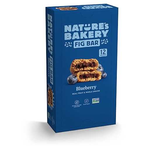 Nature's Bakery Whole Wheat Fig Bars, Blueberry, 1- 12 Count Box of 2 oz Twin Packs (12 Packs), Vegan Snacks, Non-GMO