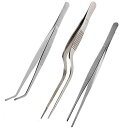 Teanfa トングピンセット、調理器具付きステンレススチールトングピンセット/精密鋸歯状先端 Teanfa Tongs Tweezers Stainless ...