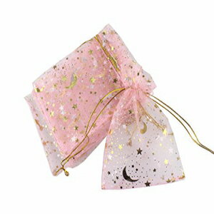 QIANHAILIZZ 100 [X^[ I[KU WG[ Mtg|[` LfB|[` В ̋LOiobO (sNA3.5 x 4.7 C`) QIANHAILIZZ 100 Moon Star Organza Jewelry Gift Pouch Candy Pouch Drawstring Wedding Favor Bag