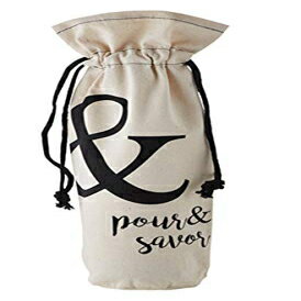 CMtgobOAŖ키RbgJo[A^CgbvtA2pbN Wine Gift Bag, Pour and Savor Cotton Cover with Tie Top, Pack of 2
