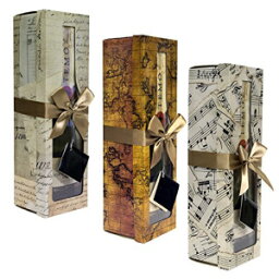 Endless Art US Pomerol Collection -Champagne Gift Box - Set of 3 Assorted -Reusable, Easy to Assemble -No Glue Required - Ribbon Tie and Gift Tag Included - Lid with Window Design - EZ Gift Box