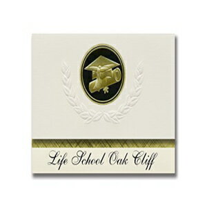 Signature Announcements Life School Oak Cliff (Dallas, TX) Graduation Announcements, Presidential style, Basic package of 25 Cap & Diploma Seal. Black & Gold. Signature Announcements Life School Oak Cliff (Dallas, TX