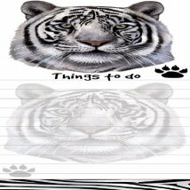 「ホワイト タイガー マグネット リスト パッド」ユニークな形状の付箋パッドのサイズは 8.5 × 3.5 インチです。 "White Tiger Magnetic List Pads" Uniquely Shaped Sticky Notepad Measures 8.5 by 3.5 Inches