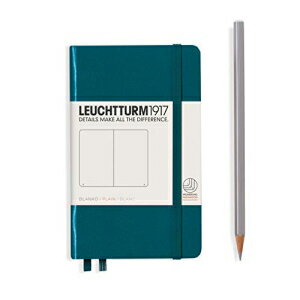 Leuchtturm1917 A6 ポケット プレーン ノートブック - パシフィック グリーン、番号付き 185 ページ Leuchtturm1917 A6 Pocket Plain Notebook- Pacific Green, 185 numbered pages