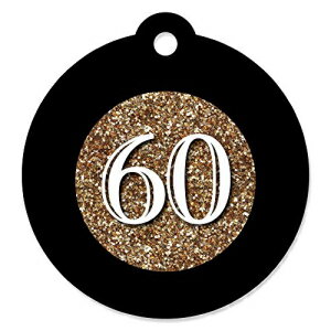 大人60歳の誕生日-ゴールド-誕生日パーティーの記念品タグ（20個セット） Big Dot of Happiness Adult 60th Birthday - Gold - Birthday Party Favor Gift Tags (Set of 20)