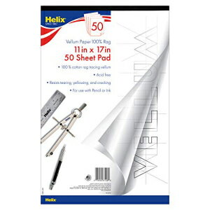 Helix Vellum pbhA100% OA11 x 17 C`A50  (37106) Helix Vellum Paper Pad, 100% Rag, 11 x 17 inch, 50 Sheets (37106)