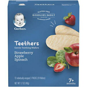 Gerber TeethersAXgx[Abvق񑐁A1.7IXA12JEg{bNXi6pbNj Gerber Teethers, Strawberry Apple Spinach, 1.7 oz, 12 count Box (Pack of 6)