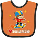 Inktastic-スケートボードILove Skateboarding Baby Bib Orange and Black 3556b Inktastic - Skateboard I Love Skateboarding Baby Bib Orange and Black 3556b