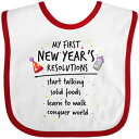 Inktastic-私の最初の新年の抱負ベイビービブホワイト/レッド2769a Inktastic - My First New Year's Resolutions Baby Bib White/Red 2769a