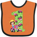 Inktastic-トラクターガール1歳の赤ちゃんよだれかけオレンジと黒34a36 Inktastic - Tractor Girl 1st Birthday Baby Bib Orange and Black 34a36