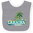 インクタスティック-ラハイナハワイトロピカルバケーションベイビービブヘザー/ホワイト356cc Inktastic - Lahaina Hawaii Tropical Vacation Baby Bib Heather/White 356cc