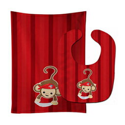 キャロラインズトレジャーズパイレーツモンキーレッドNo.3ベビービブ＆バープクロス、マルチカラー、ラージ Caroline's Treasures Pirate Monkey Red No. 3 Baby Bib & Burp Cloth, Multicolor, Large