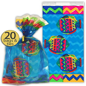 20Zbg - C̋ƊC̃p[eB[LOiobO - ̂obO - p[eB[pi - cCXg^CtZt@obO Set of 20 - Ocean Fish and Sea Party Favor Bags - Fish Treat Bags - Fish Party Supplies - Fish Celloph