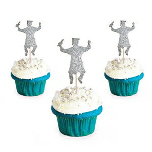 卒業式の日カップケーキトッパーカードストックカラーシルバー12個パックデコレーション picwrap Graduation Day Cupcake Topper cardstock Color Silver 12 pc Pack Decoration