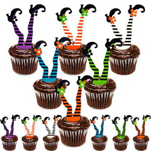 Whaline ϥ åץ ȥåѡ å ֡ 楫åץ ǥ졼 åץ ǥ졼 ѡƥ 30ĥѥå Whaline Halloween Cupcake Toppers Witch Boot Paper Cupcake Decoratio...