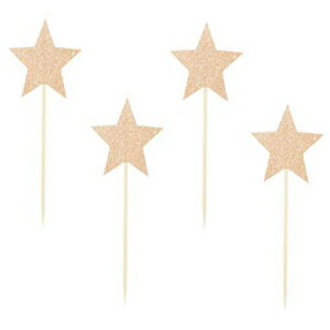 åɥåץȥåѡ24ѥå Shiningparty 24 Pack of Glitter Rose Gold Star Cupcake Toppers