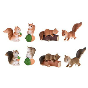 楽天Glomarketリスフィギュア8個、ミニリス置物プレイセットおもちゃ、動物リス置物キャラクターおもちゃミニフィギュアコレクションプレイセット、リスガーデン装飾置物、カップケーキトッパー、ケーキトッパーデコレーション。 8 Pcs Squirrel Figures, Mini Squirrel Figurine