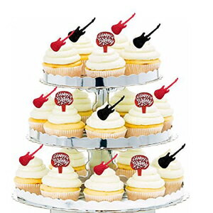 CakeSupplyShop 24個入り 誕生日パーティーフード/前菜/デザート/カップケーキデコレーショントッパー (ギター&誕生日) CakeSupplyShop 24pk Birthday Party Food/Appetizer/Desert/Cupcake Decoration Toppers (Guitar & Birthday)