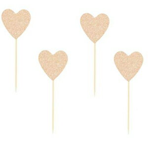 24ѥååɥϡȥåץȥåѡ Shiningparty 24 Pack Glitter Rose Gold Heart Cupcake Toppers