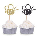 I̐ʂ́A܂̃v[̒aJbvP[Lgbp[p[eB[̑ƉF24JEg𖾂炩ɂ܂ Giuffi What Will It Bee Gender Reveal Winnie the Pooh Birthday Cupcake Topper Party Decor Black and Yellow 24 Counts