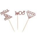 楽天GlomarketGiuffi Bridal Shower Cupcake Toppers Miss to Mrs I Do Diamond Engagement Party Picks - Rose Gold - 24 Counts