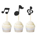 楽天GlomarketNewqueen Ercadio 24 Pack Music Note Cupcake Toppers Black Glitter Musical Symbols Cupcake Picks Baby Shower Birthday Party Cake Decoration