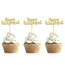 Donoter36S[hOb^[nbs[^CAgJbvP[Lgbp[^CAgp[eB[P[LfR[V Donoter 36 Pcs Gold Glitter Happy Retirement Cupcake Toppers Retirement Party Cake Decorations
