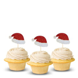 クリスマスサンタハットカップケーキトッパーパックあたり12個カップケーキトッパーデコレーションカードストック picwrap Christmas Santa Hat Cupcake Topper 12 pieces per Pack Cupcake Topper Decoration Card Stock