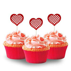 楽天Glomarketレッドハートバレンタインデーカップケーキトッパーパックあたり12個カップケーキグリッターフォーミーウェディング、ウェディング、ブライダルまたはベビーシャワー。 picwrap Red Heart Valentines Day cupcake topper 12pc per Pack Cupcake Glitter Foamy