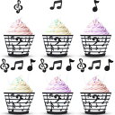 Boao 48 Pieces Music Note Cupcake Toppers and Wrappers Musical Symbol Lace Cupcake Liners Paper Baking Cup and Food Picks Toothpicks for Birthday Cake Decorations Wedding Party Favors Supplies