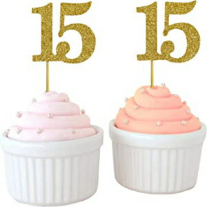 40個パック、グリッターゴールド、最愛のお土産、キンセアニェーラ15歳の誕生日カップケーキトッパー、デザートデコレーション - 40個パック Pack Of 40, Glitter Gold, Darling Souvenir, Quinceanera 15th Birthday Cupcake Toppers, Dessert Decorati