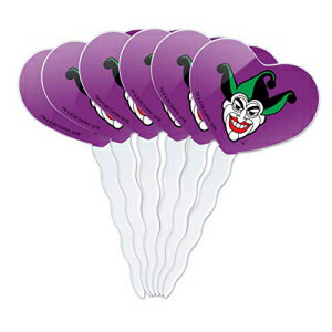 GRAPHICS＆MOREバットマンジョーカーシンボルハートラブカップケーキピックトッパーデコレーション6個セット GRAPHICS & MORE Batman Joker Symbol Heart Love Cupcake Picks Toppers Decoration Set of 6