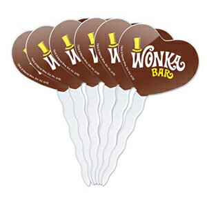 グラフィックなど ウィリー ウォンカとチョコレート工場 ウォンカ バー ロゴ ハート ラブ カップケーキ ピック トッパー デコレーション 6 個セット GRAPHICS MORE Willy Wonka and The Chocolate Factory Wonka Bar Logo Heart Love Cupcake