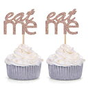 24 グリッター Eat Me カップケーキ トッパー ベビーシャワー 不思議の国のアリス ウェディング デザート デコレーション - ローズゴールド 24 Glitter Eat Me Cupcake Toppers Baby Shower Alice in Wonderland Wedding Dessert Decorations -