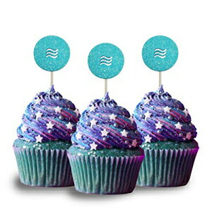 UNKNDW Zodiac Sign Horoscope Aquarius Cupcake Topper Glitter Foamy 12 per Pack Cupcake Glitter Foamy